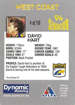 1994 AFL Sensation #4 David Hart Back